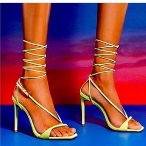 Schutz Vikki Green Fresh Ankle Strap Heels